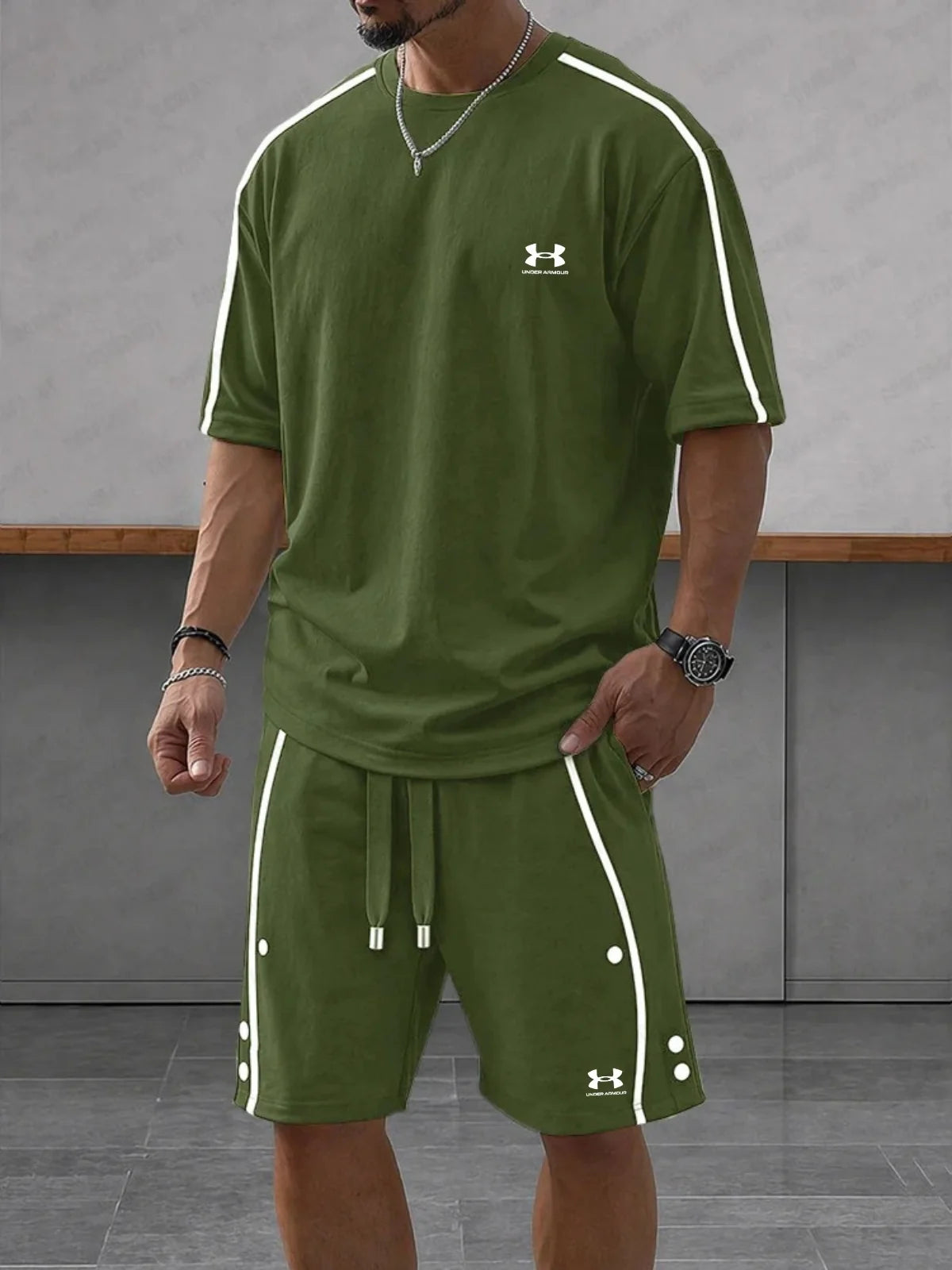 UA-Contrast-Knit Casual Sport Set