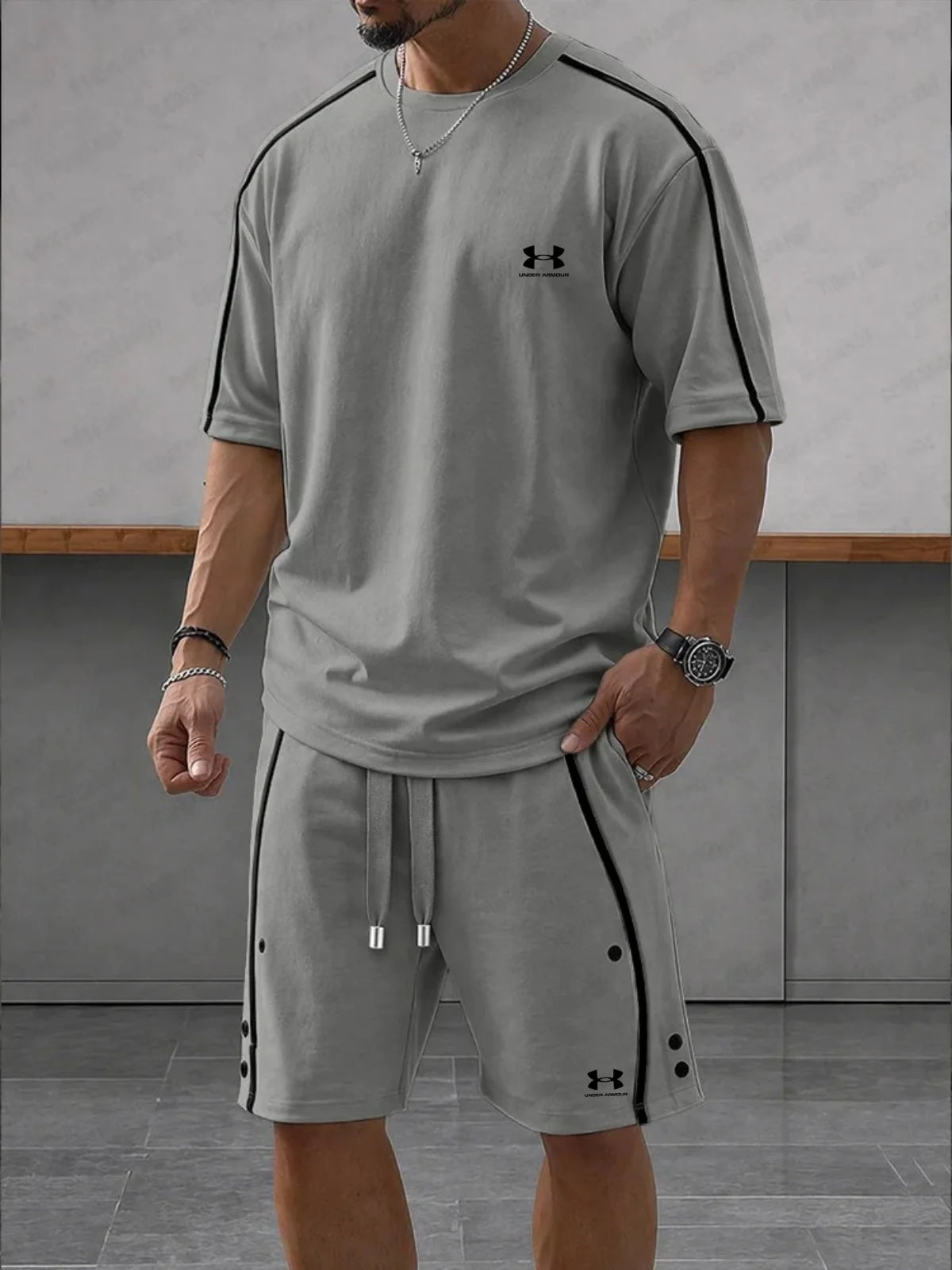 UA-Contrast-Knit Casual Sport Set