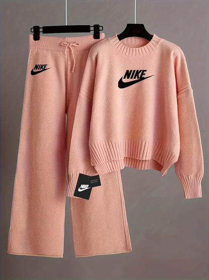 NK-Black women's matching set with a cropped top and trousers