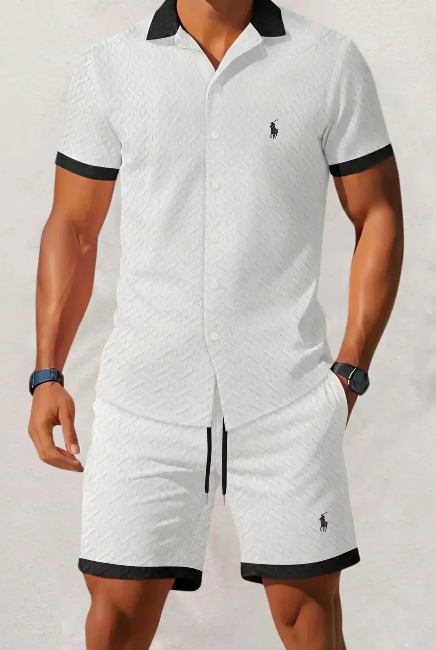 RL-Linen Set with Contrast Collar