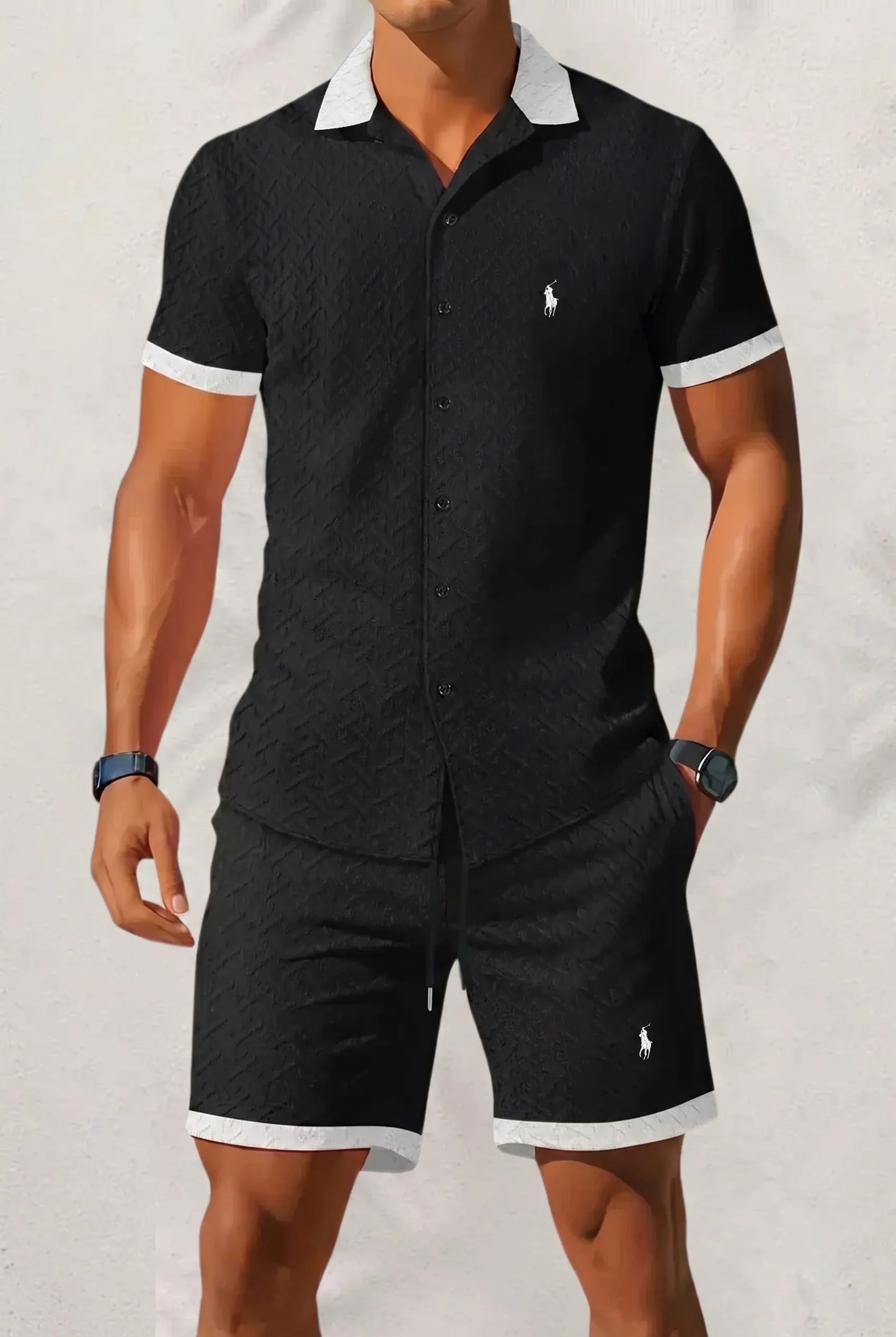 RL-Linen Set with Contrast Collar